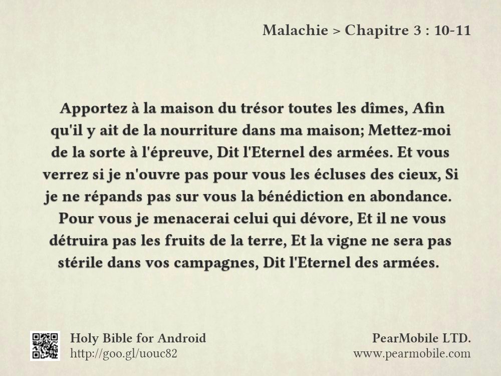 Malachie, Chapitre 3:10-11